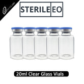 20ml Glass Vials | STERILE | CLEAR | with rubber stoppers and caps | American Made