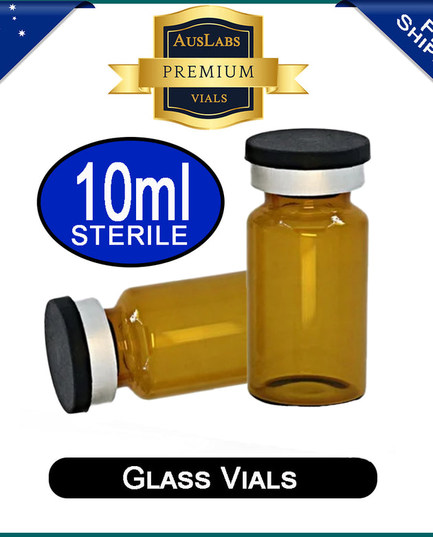 10ml Glass Vials | STERILE | AMBER | without rubber stoppers and caps | American Made