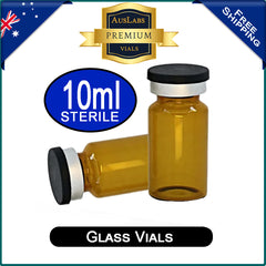 10ml Glass Vials | STERILE | AMBER | without rubber stoppers and caps | American Made
