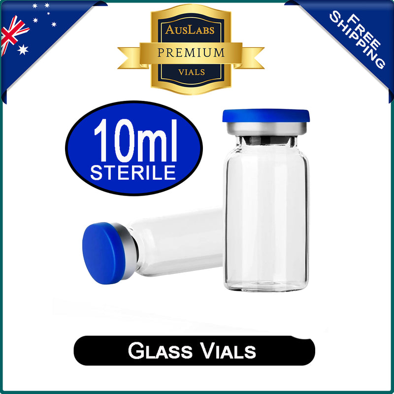 10ml Glass Vials | STERILE | CLEAR | with rubber stoppers and caps | American Made