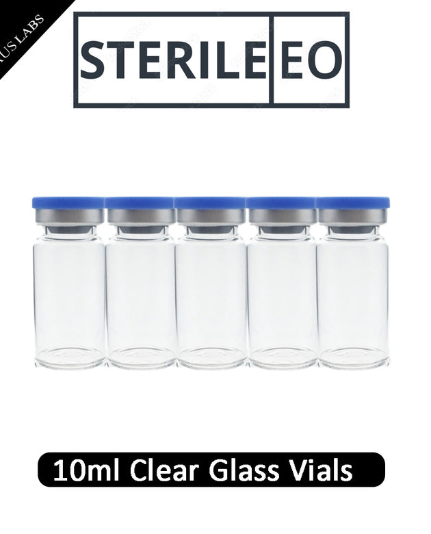 10ml Glass Vials with rubber stoppers fitted | STERILE | CLEAR | American Made