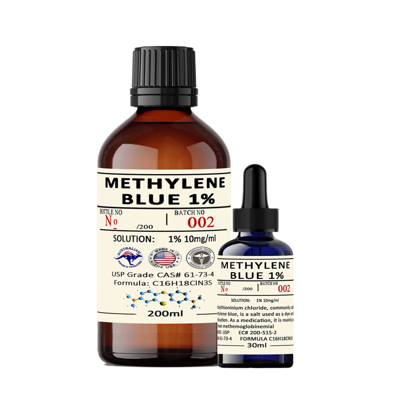 Methylene Blue 1% Solution USP Grade 50ml & 100ml Amber Glass American Made