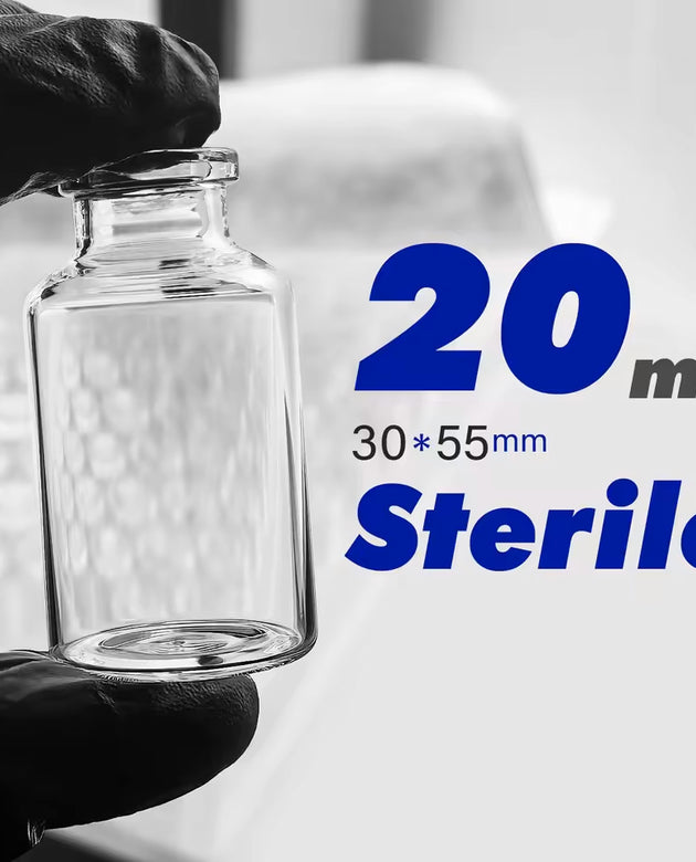 20ml Glass Vials | STERILE | CLEAR | with rubber stoppers and caps | American Made