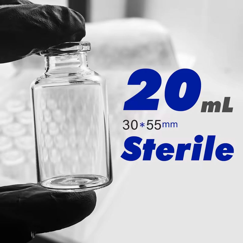 20ml Glass Vials | STERILE | CLEAR | with rubber stoppers and caps | American Made