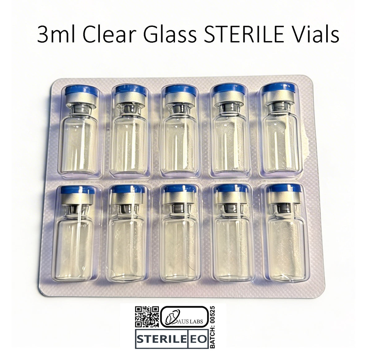 3ml Clear Glass STERILE Vials Headspace American Made