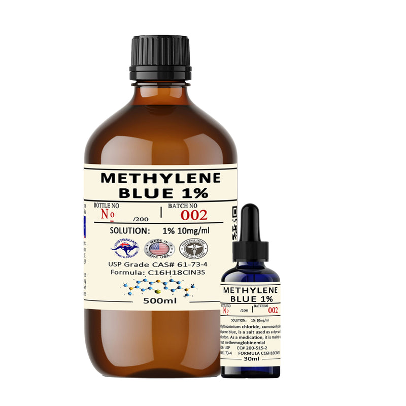 Methylene Blue 1% Solution USP Grade 50ml & 100ml Amber Glass American Made