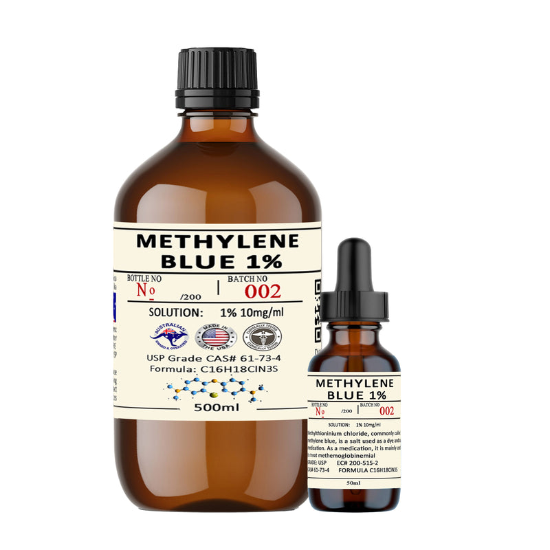 Methylene Blue 1% Solution USP Grade 50ml & 100ml Amber Glass American Made