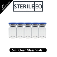 5ml Glass Vials with rubber stoppers fitted | STERILE | CLEAR | American Made