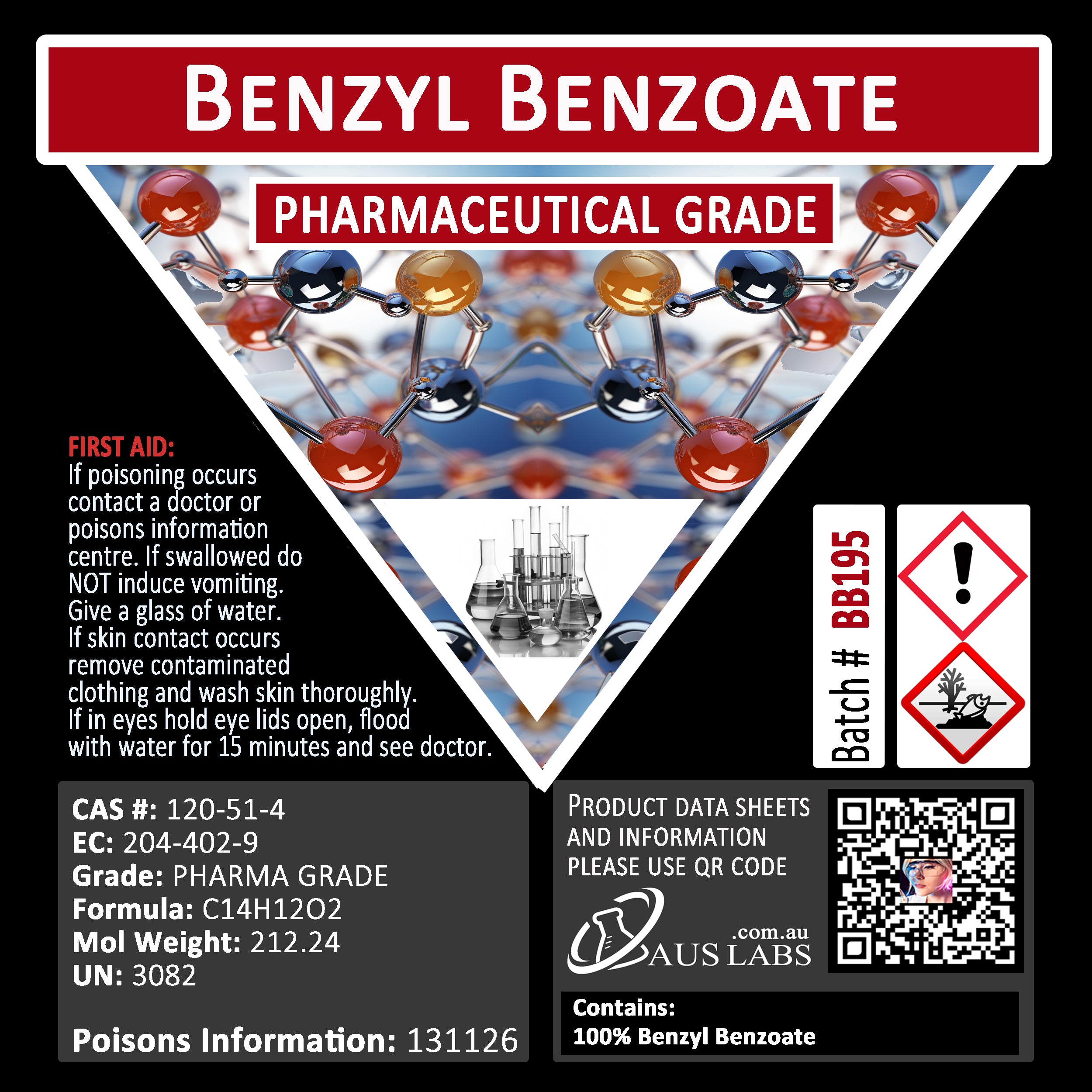 Benzyl Benzoate 100% BP Pure Pharmaceutical Grade