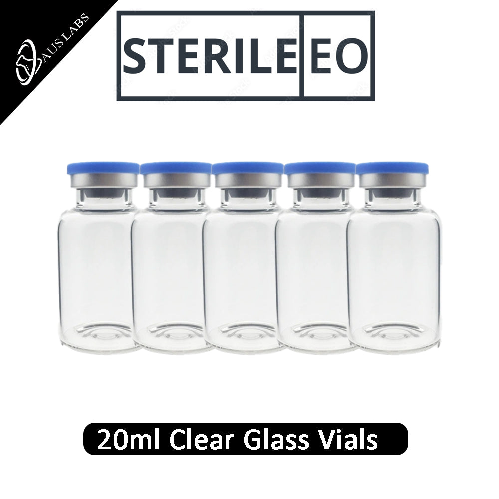20ml Glass Vials | STERILE | CLEAR | with rubber stoppers and caps | American Made
