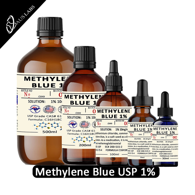 Methylene Blue 1% Solution USP Grade 50ml & 100ml Amber Glass American Made