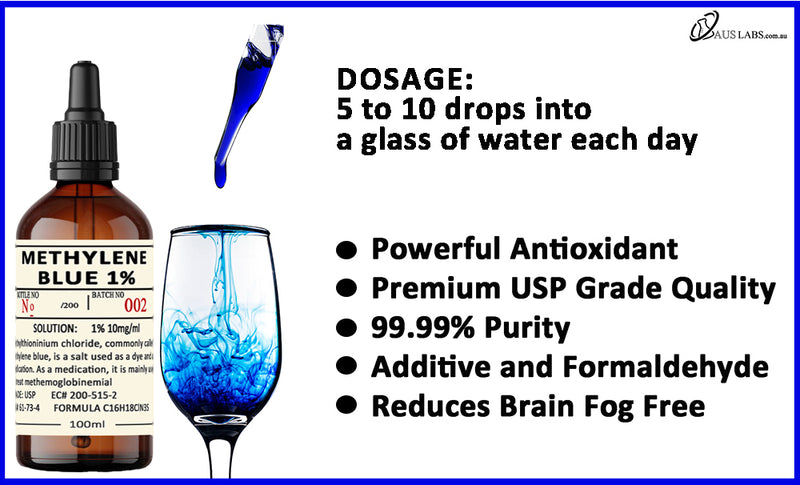 Methylene Blue 1% Solution USP Grade 50ml & 100ml Amber Glass American Made