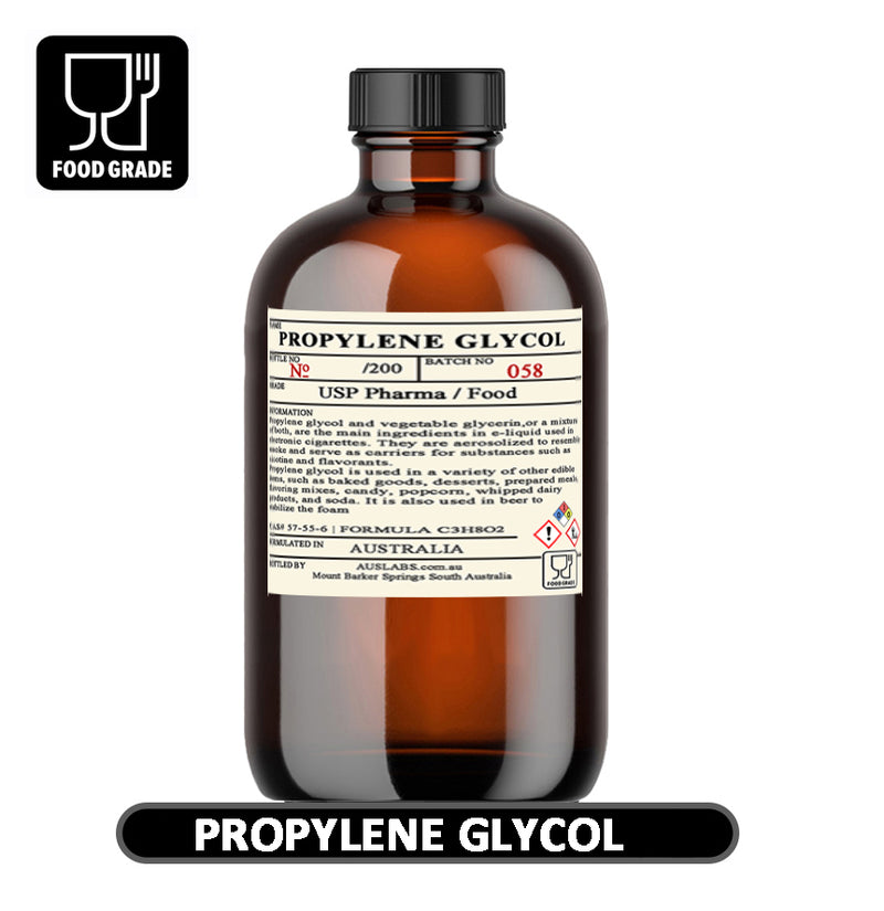 Propylene Glycol PHARMACEUTICAL & FOOD GRADE 1ltr Amber Glass Bottle