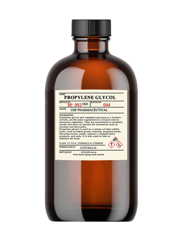 Propylene Glycol PHARMACEUTICAL & FOOD GRADE 1ltr Amber Glass Bottle