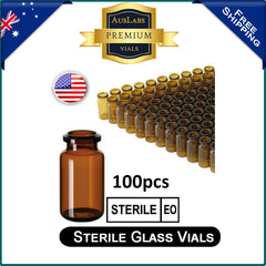 10ml Glass Vials | STERILE | AMBER | without rubber stoppers and caps | American Made