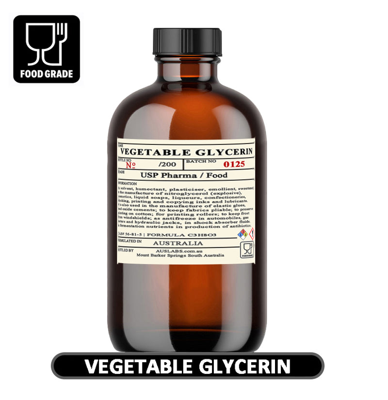 Vegetable Glycerin PHARMACEUTICAL & FOOD GRADE 1ltr Amber Glass Bottle