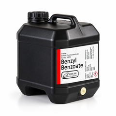 AusLabs benzyl benzoate 10 litre black jerry can with current white and red label
