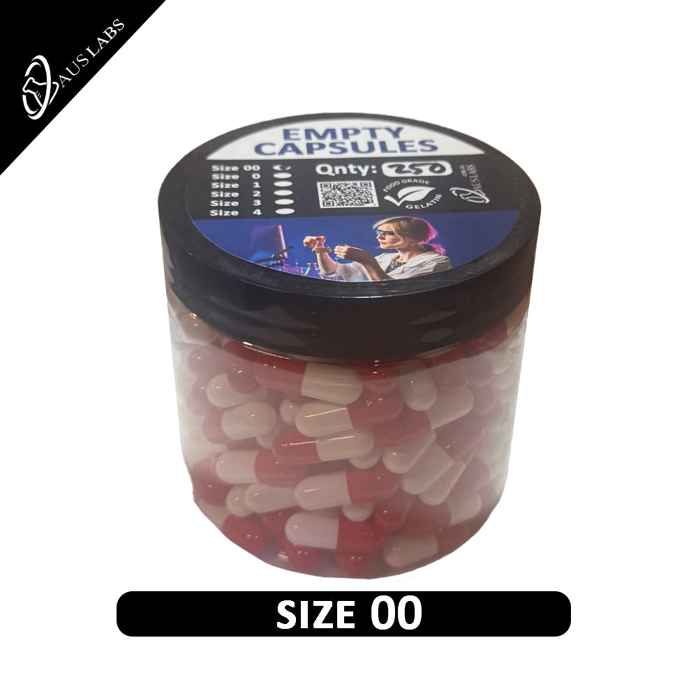 Empty Gelatin Capsules | sizes 00 | red/white joined