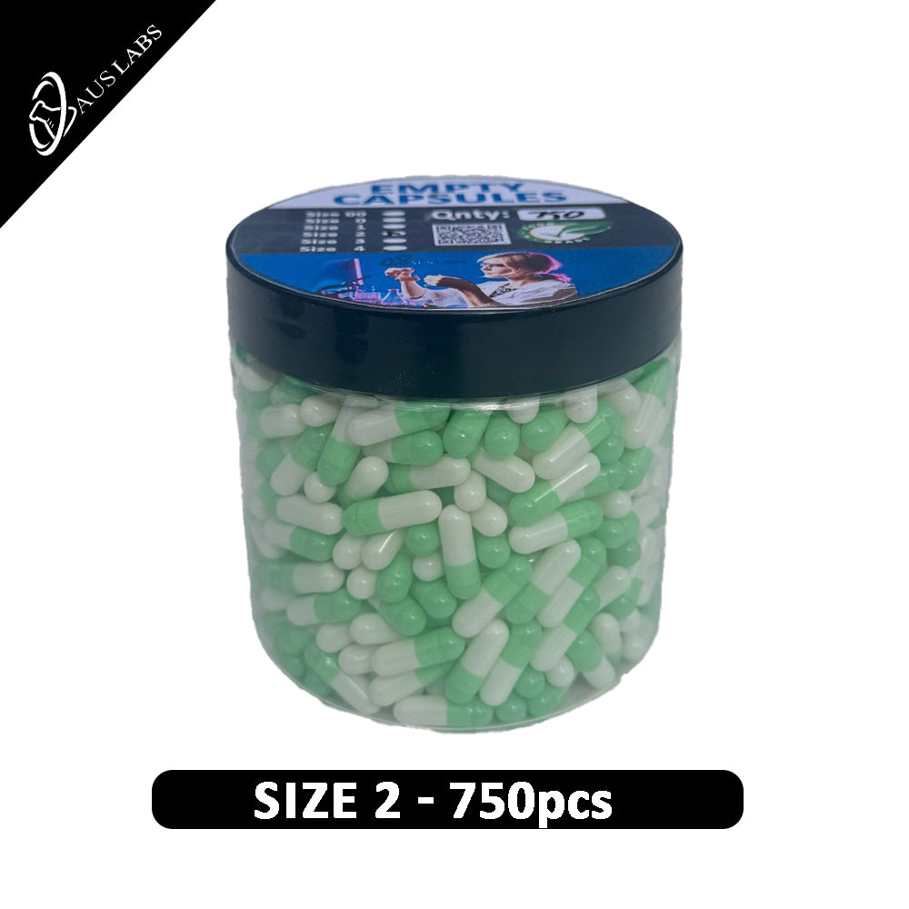 Empty Gelatin Capsules | sizes 2 | Green/White