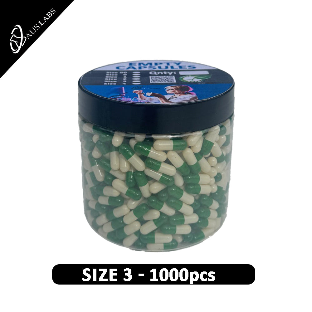 Empty Gelatin Capsules | sizes 3 | Dark Green/White
