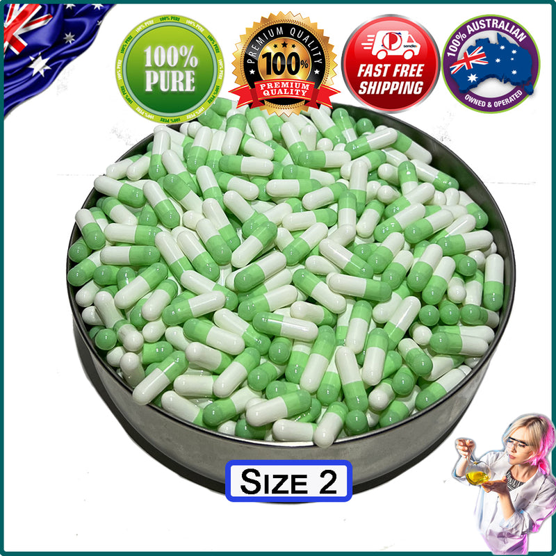 Empty Gelatin Capsules | sizes 2 | Green/White